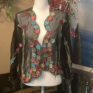 Floral Embroidered Sheer Jacket